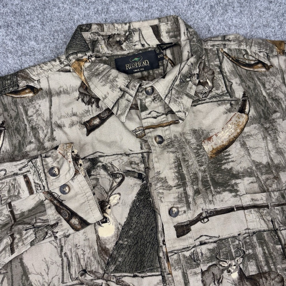 Redhead Button Down Shirt 2XL Hunting Deer Woods All Over Print Outdoors Thick